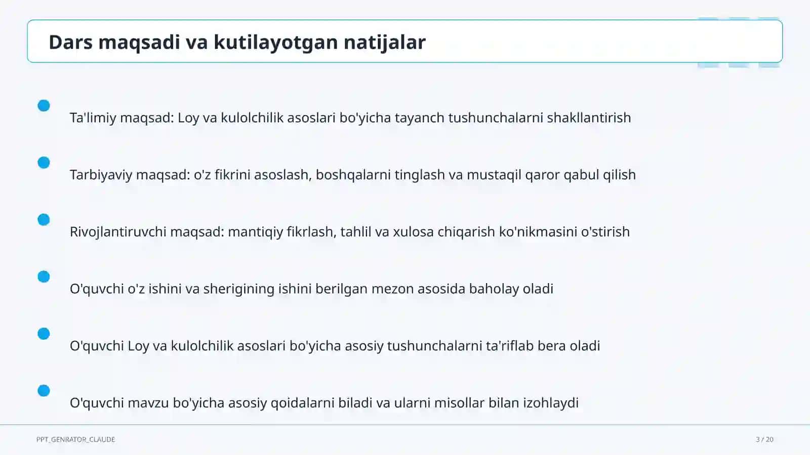 Loy va kulolchilik asoslari (4-sinf) 3