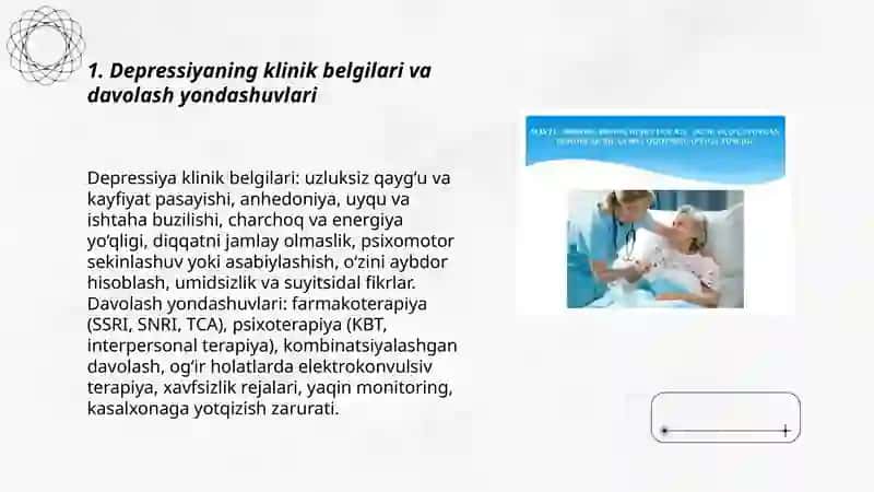 Depressiyaning klinik belgilari va davolash yondashuvlari 3