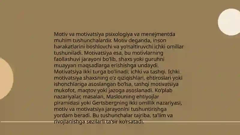 Xorij psixologiyasida motiv va motivatsiya muammosi 3