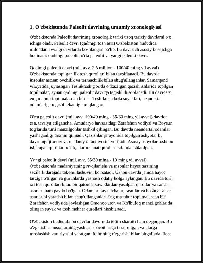 O'ZBEKISTON TARIXINING ENG QADIMGI DAVRI REFERAT 3
