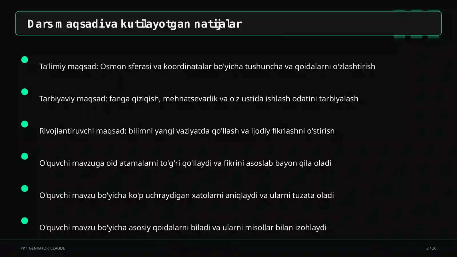 Osmon sferasi va koordinatalar (10-sinf) 3