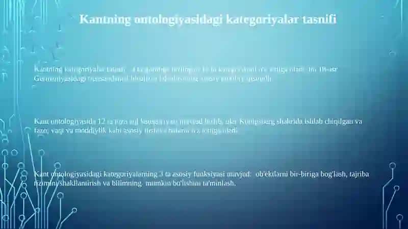 Kantning kategoriyalar tasnifi 3