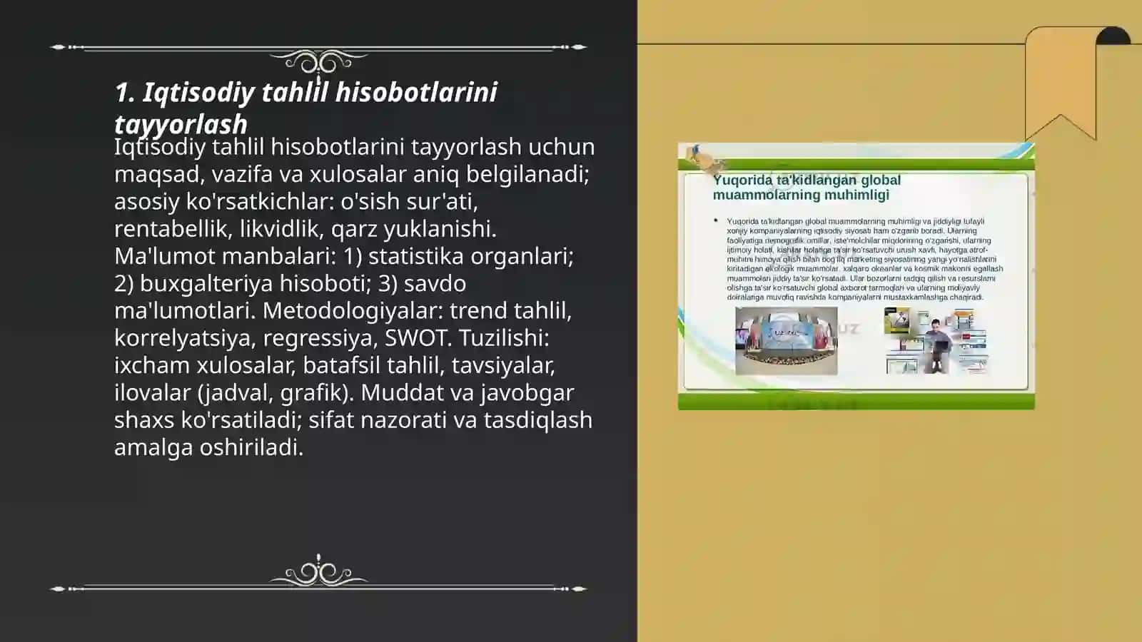Iqtisodchining kasbiy muammolarini hal qilish uchun matnli hujjatlarni tayyorlash 3