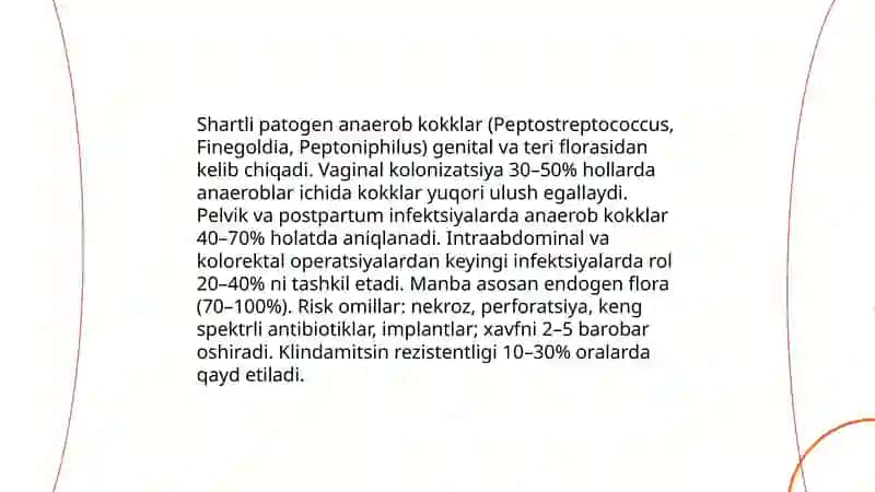 Shartli patogen anaerob kokklarni xirurgik va ginekologik kasalliklardagi ahamiyati 3