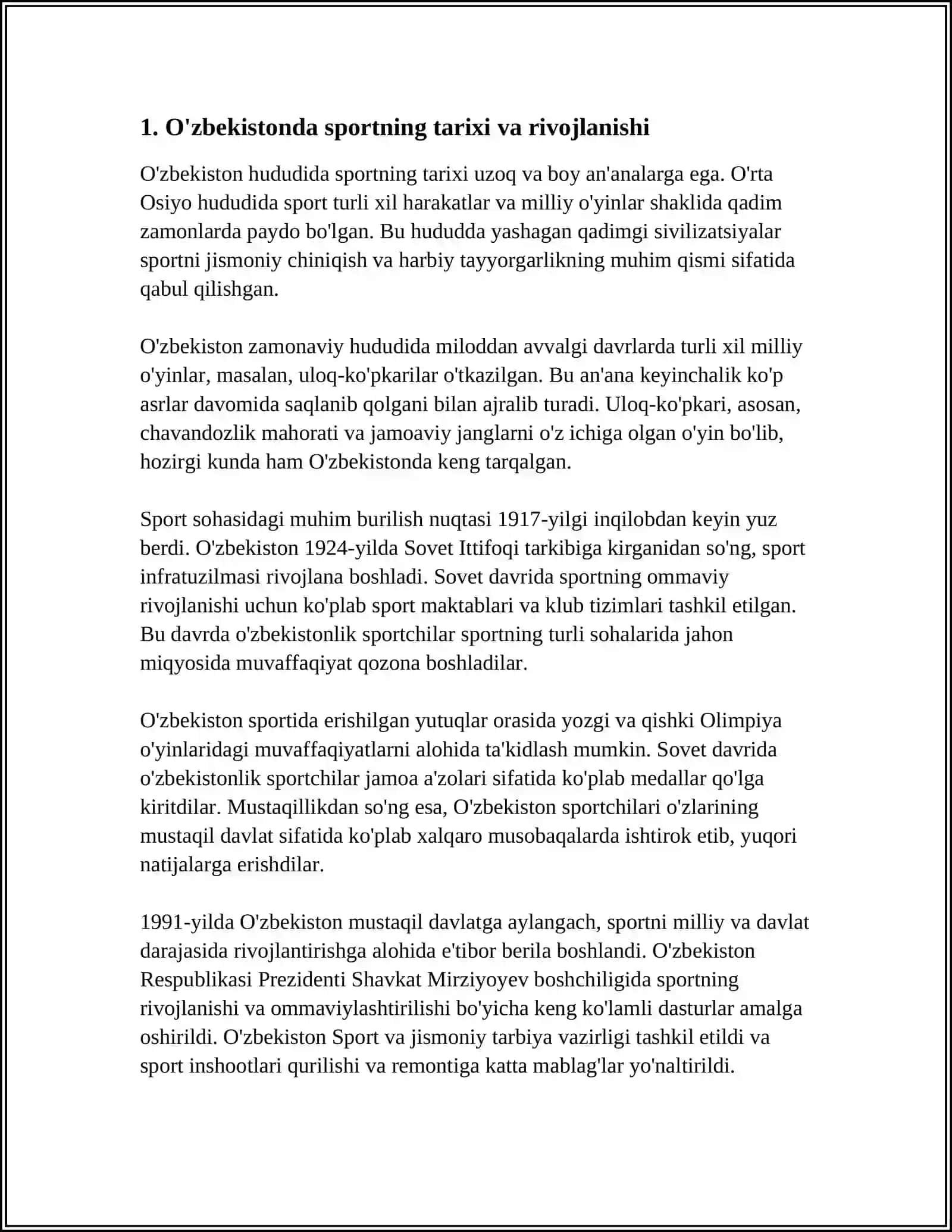 REFERAT: O'ZBEKISTONDA SPORT 3