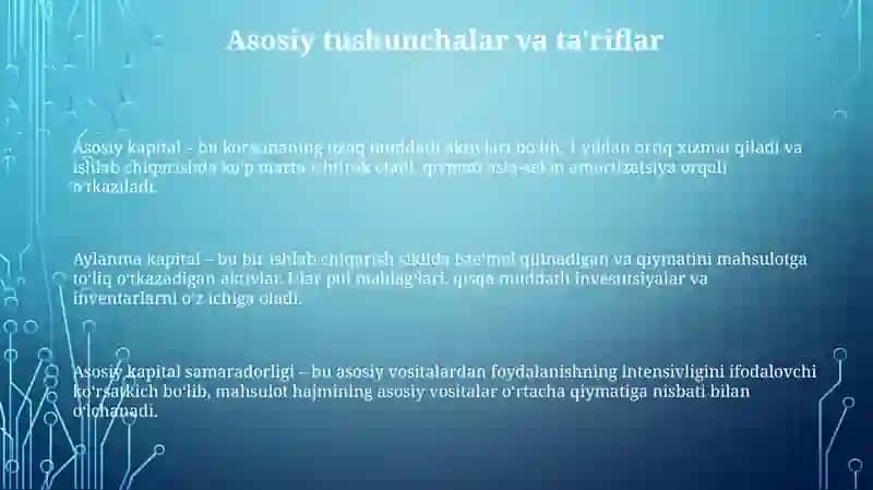 Asosiy va aylanma kapitaldan foydalanish samaradorligi 3