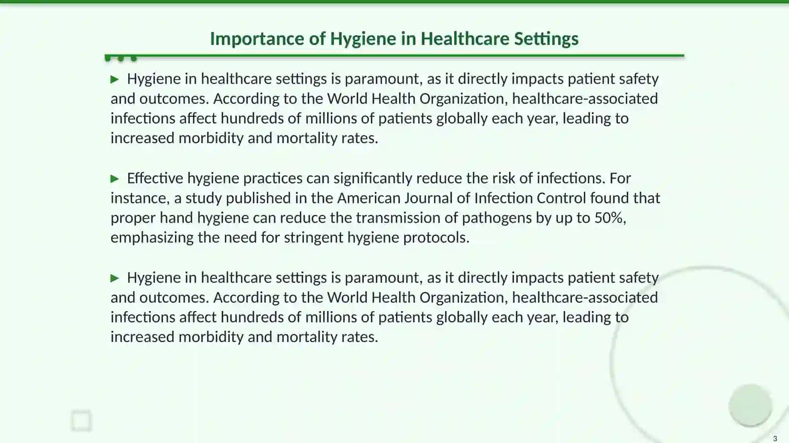 Create a hygiene checklist for hospital workers 3