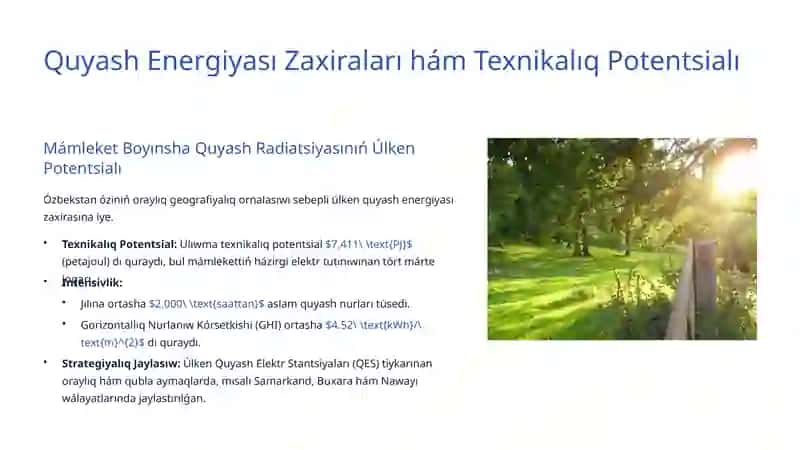 Samal hám Quyash Energiyası Zaxiraları 3