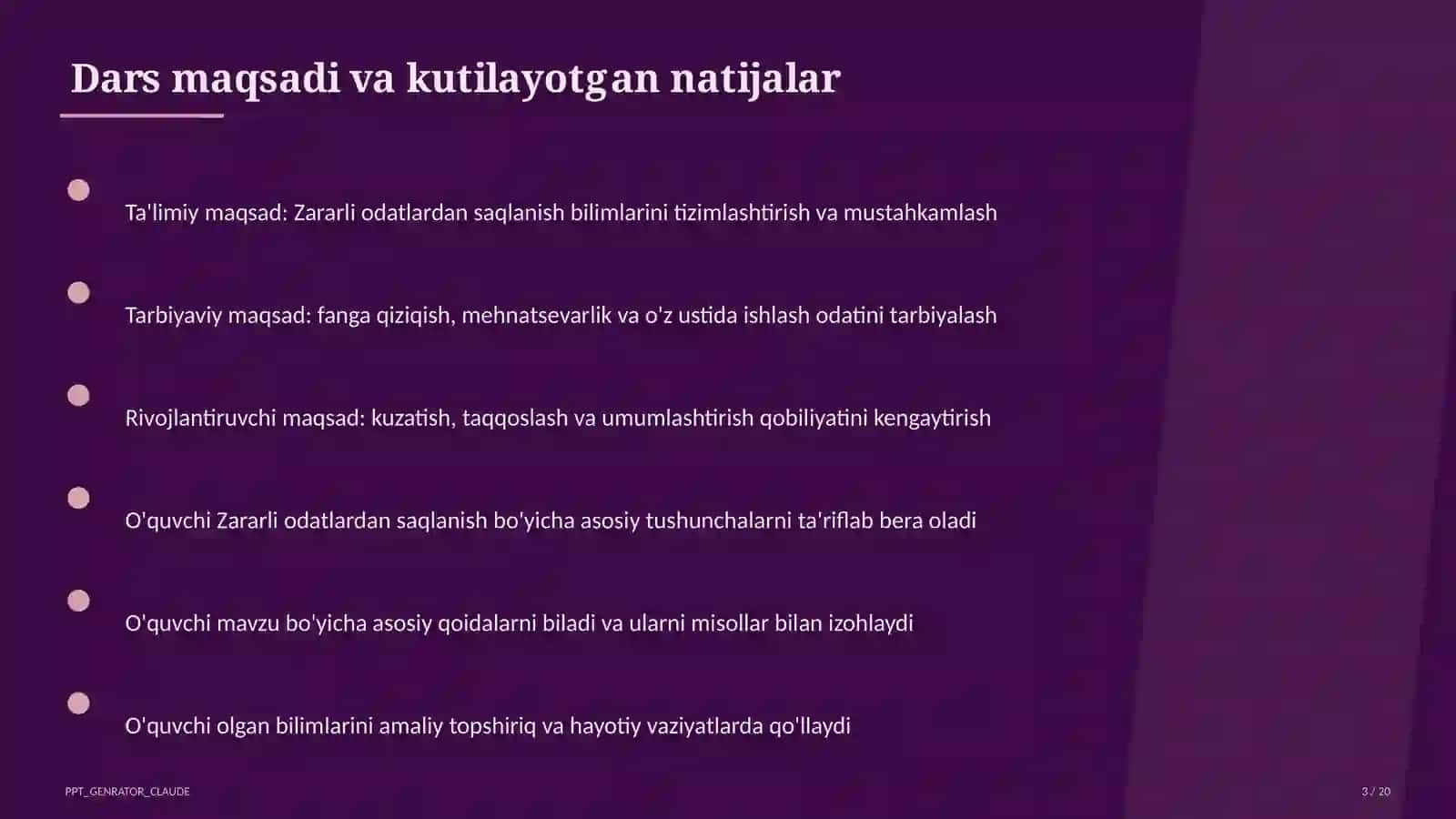 Zararli odatlardan saqlanish (7-sinf) 3