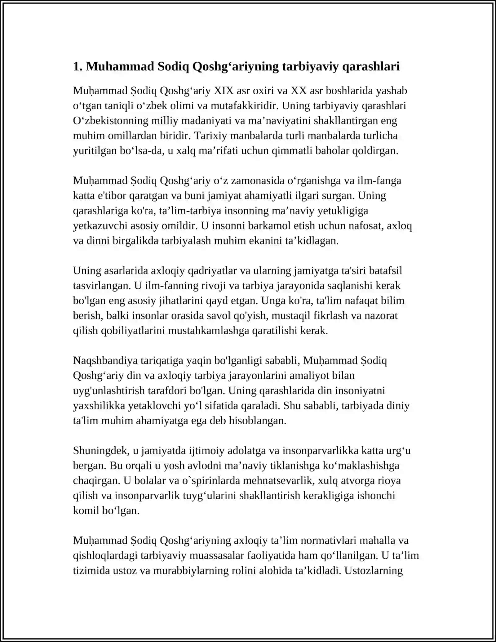 MUHAMMAD SODIQ QOSHG'ARIYNING PEDAGOGIK QARASHLARI 3