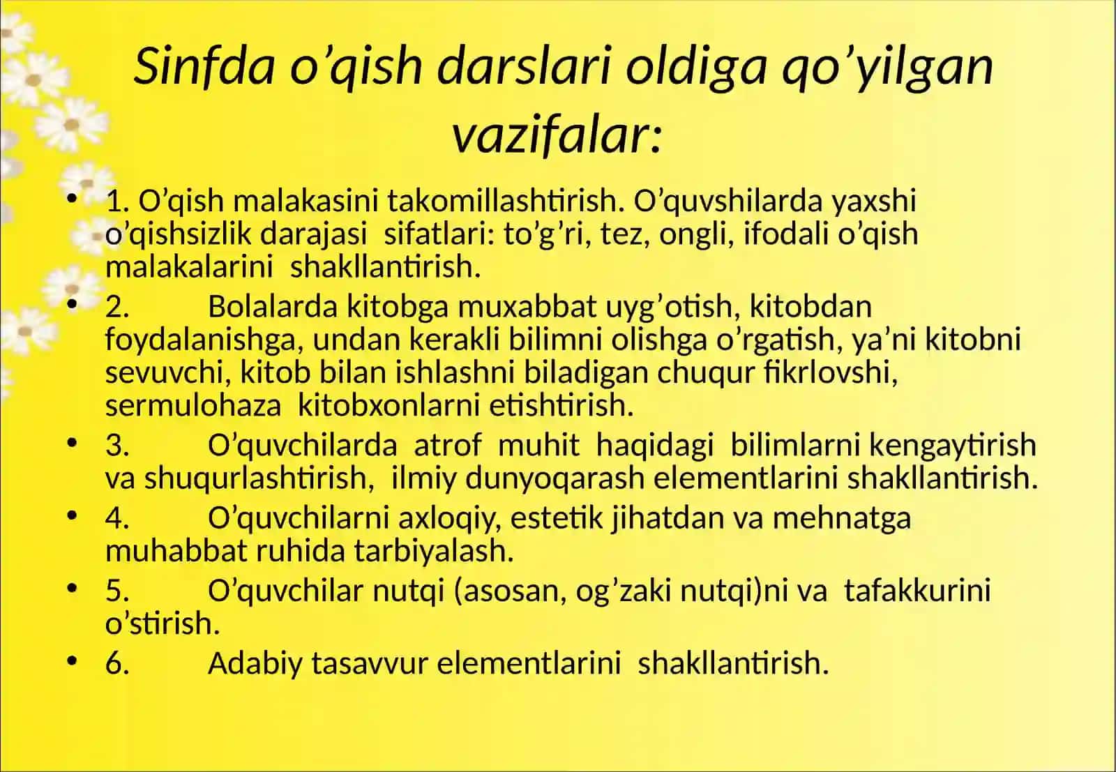 Sinfda o’qish darslari 3