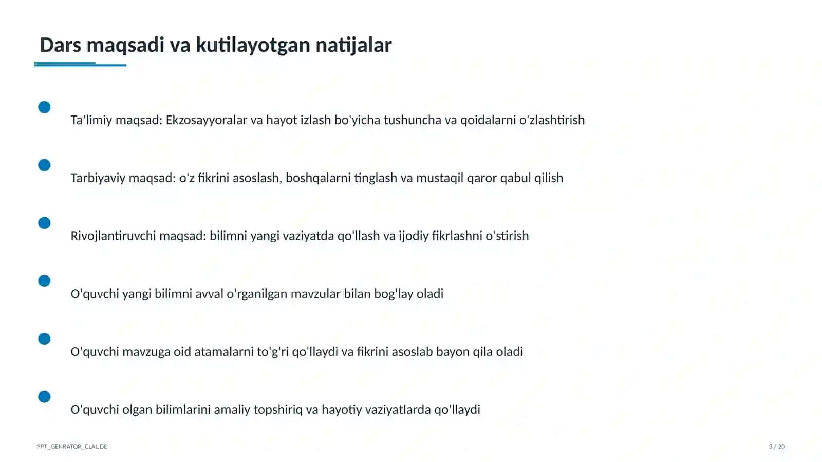 Ekzosayyoralar va hayot izlash (11-sinf) 3