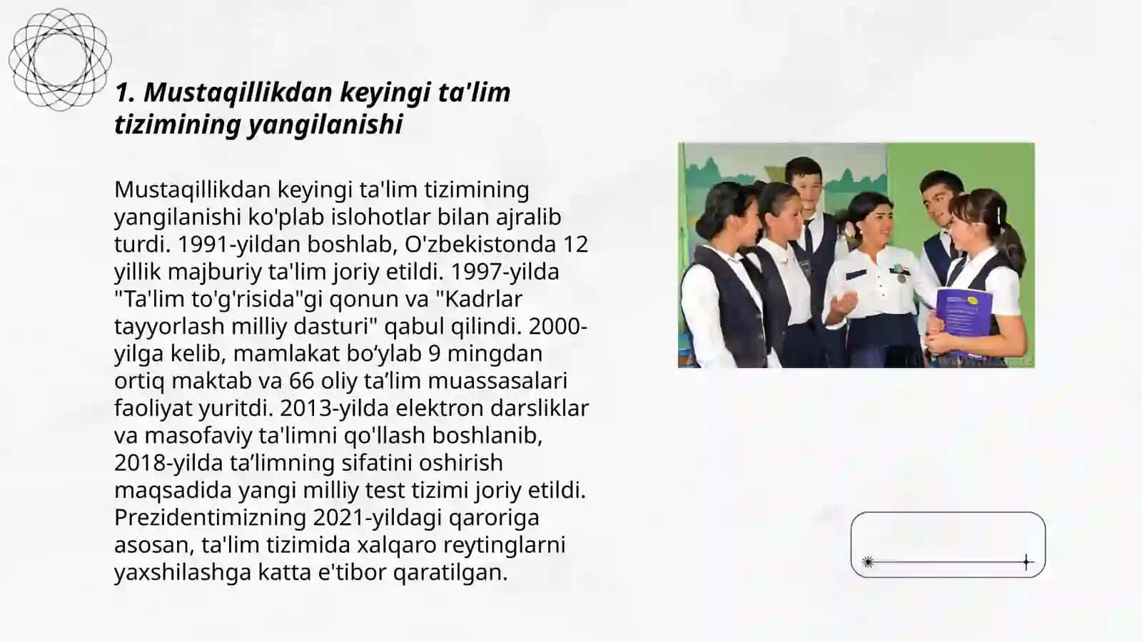 Mustaqillikdan keyingi ta'lim tizimining yangilanishi 3