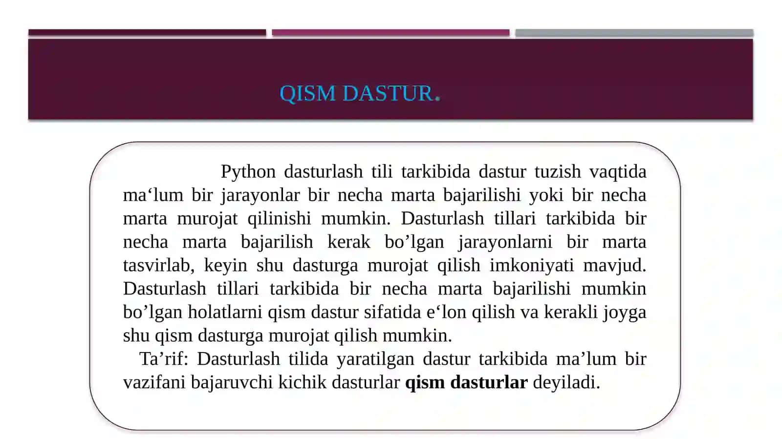 Qism dastur-funksiya tuzilishi 3