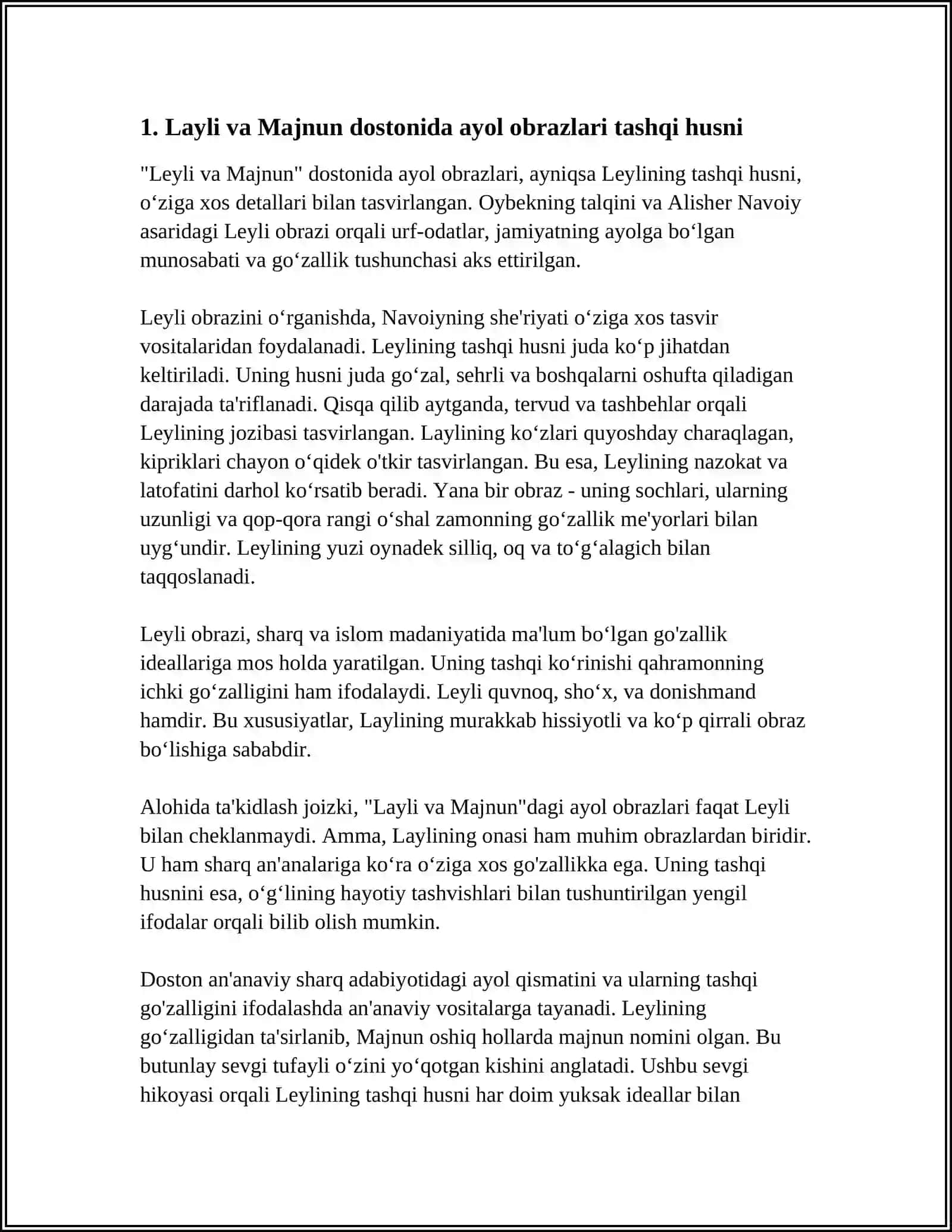 ALISHER NAVOIYNING "LAYLI VA MAJNUN" DOSTONIDA AYOLLAR OBRAZI 3