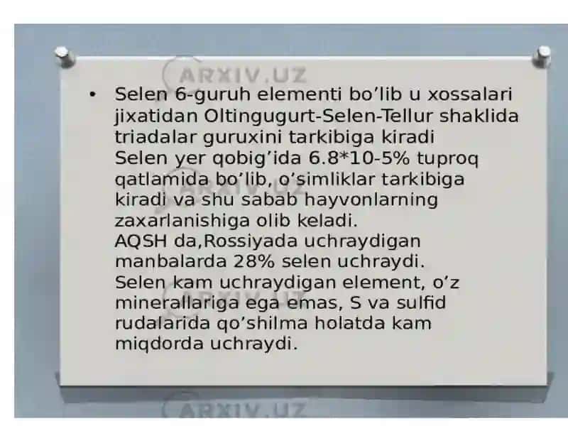 Selenit va tellurit kislotalar 3