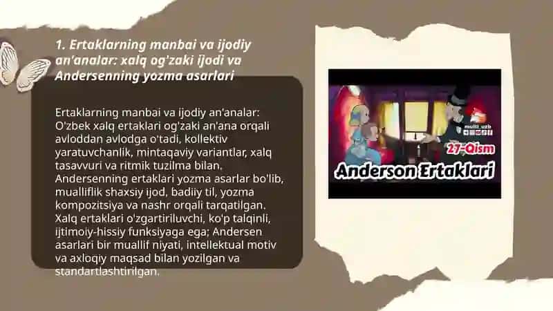 Oʼzbek xalq ertaklari va Andersen ertaklarining umumiy va farqli jihatlari 3