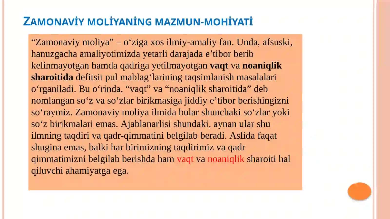 ZAMONAVIY MOLIYANING MAZMUN-MOHIYATI  VA UNI O‘RGANISHNING OBYEKTIV ZARURLIGI 3
