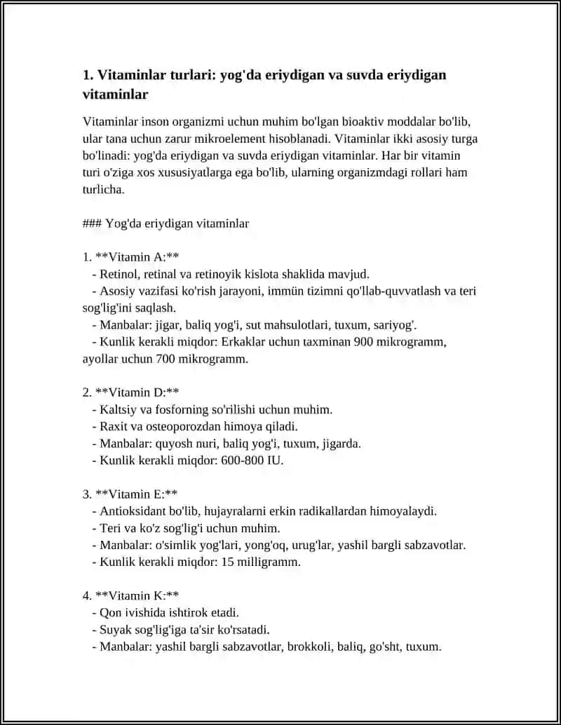 VITAMINLAR VA ULARNI ORGANIZM UCHUN AHAMIYATI 3