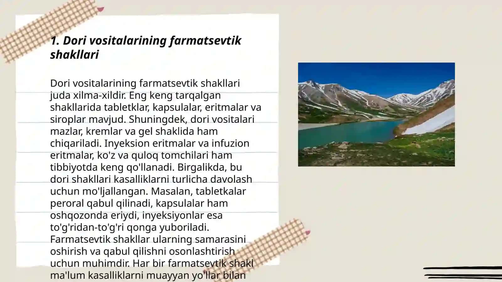 Farmasevtik omil;dori vositalarining shakli,yuborish yo’llari va qo’llanilishi 3