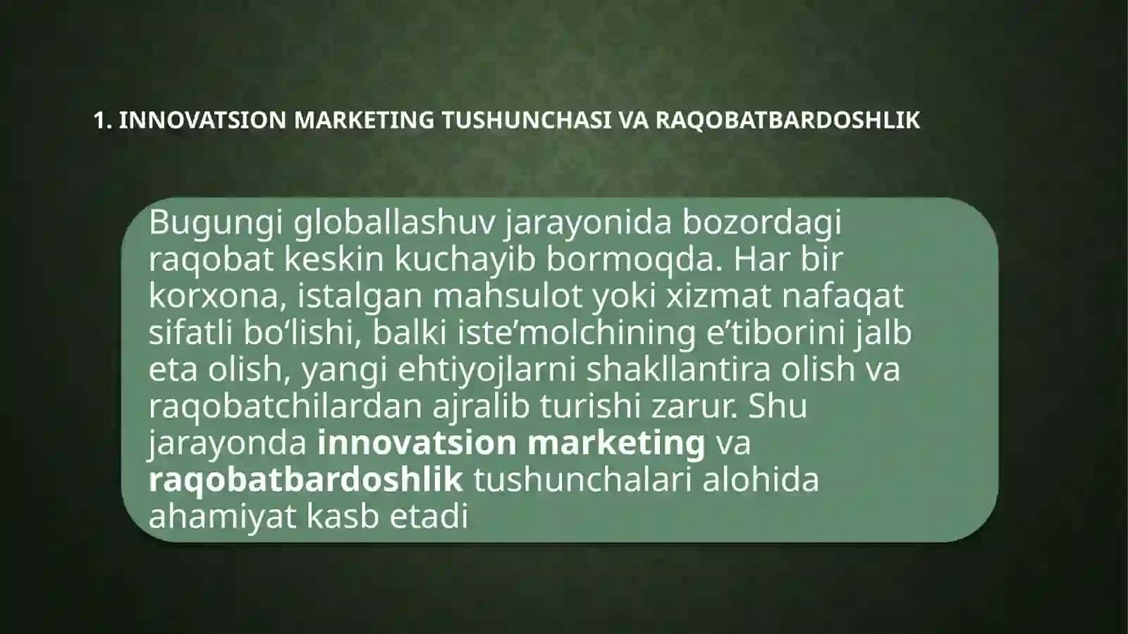 TIJORAT SIRI VA ICHKI TAHLILInnovatsion marketing va elektron tijorat 3