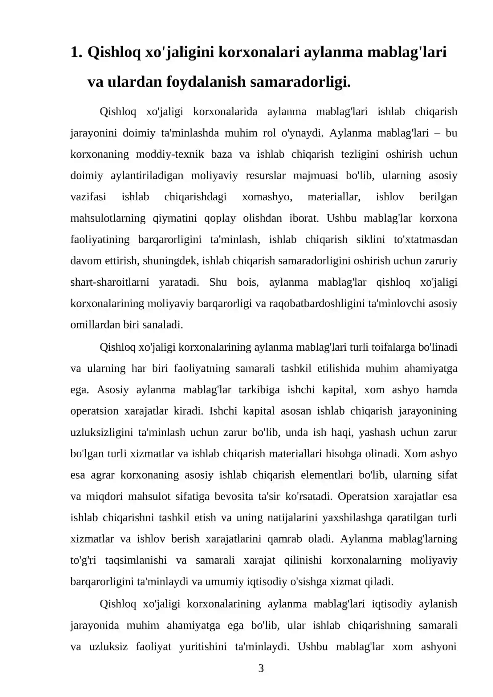 Qishloq xo'jaligini korxonalari aylanma mablag'lari va ulardan foydalanish samaradorligi 3