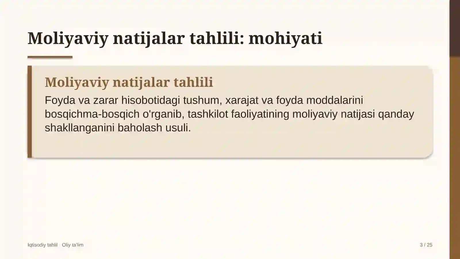 Dam olish maskanlarida moliyaviy natijalar tahlili 3