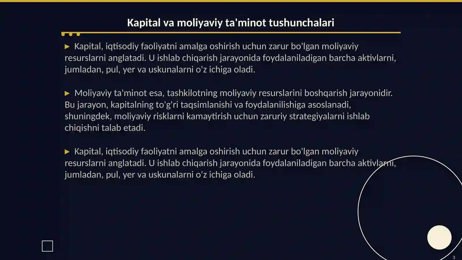 Kapital va moliyaviy ta'minot tushunchalari 3