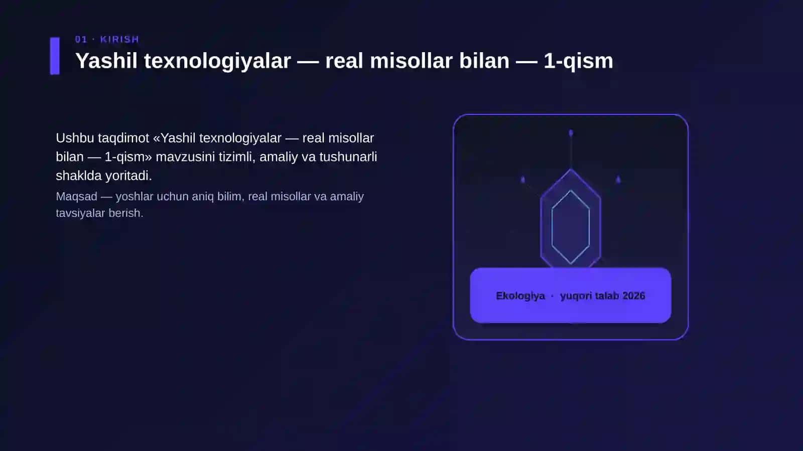Yashil texnologiyalar — real misollar bilan — 1-qism 3