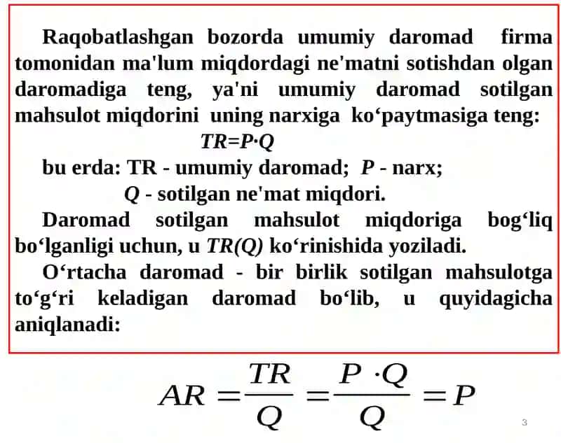 Raqobatlashgan bozorda va uning taklifi 3