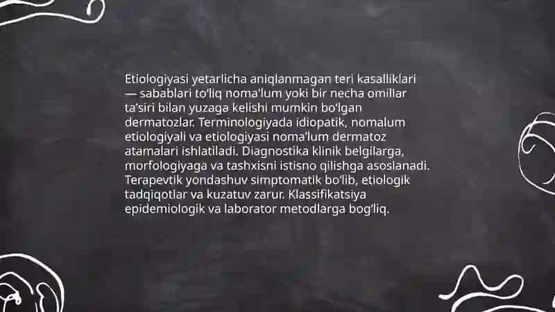 Etiologiyasi yetarlicha aniqlanmagan teri kasalliklari haqida tushincha 3