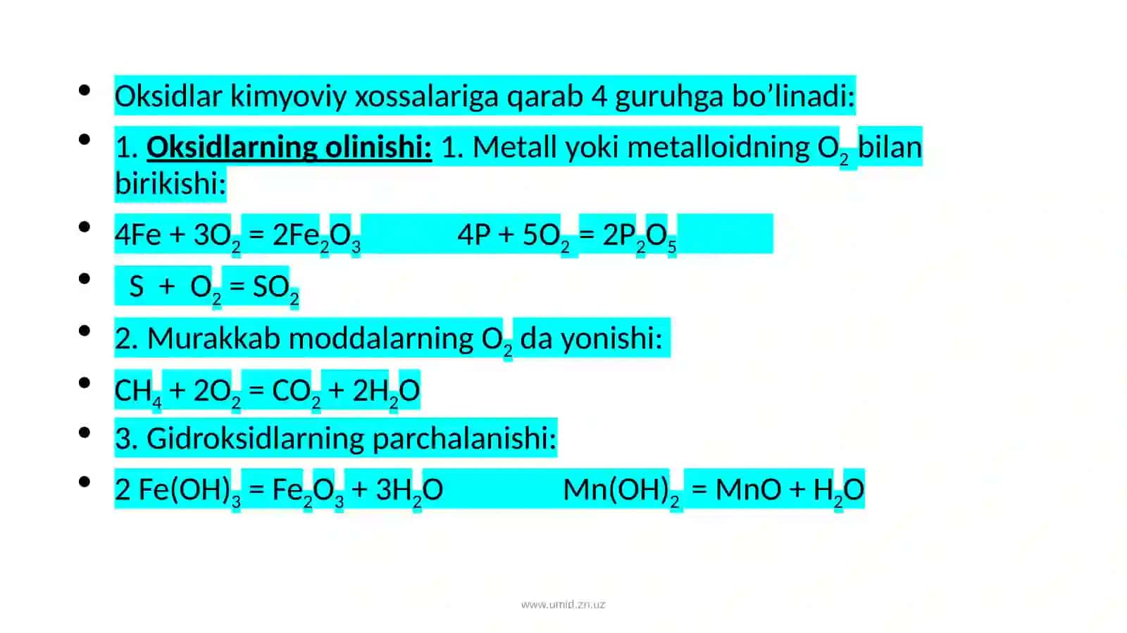 Murakkab moddalarning sinflanishi (Oksid, Asos, Kislota va Tuz) 3