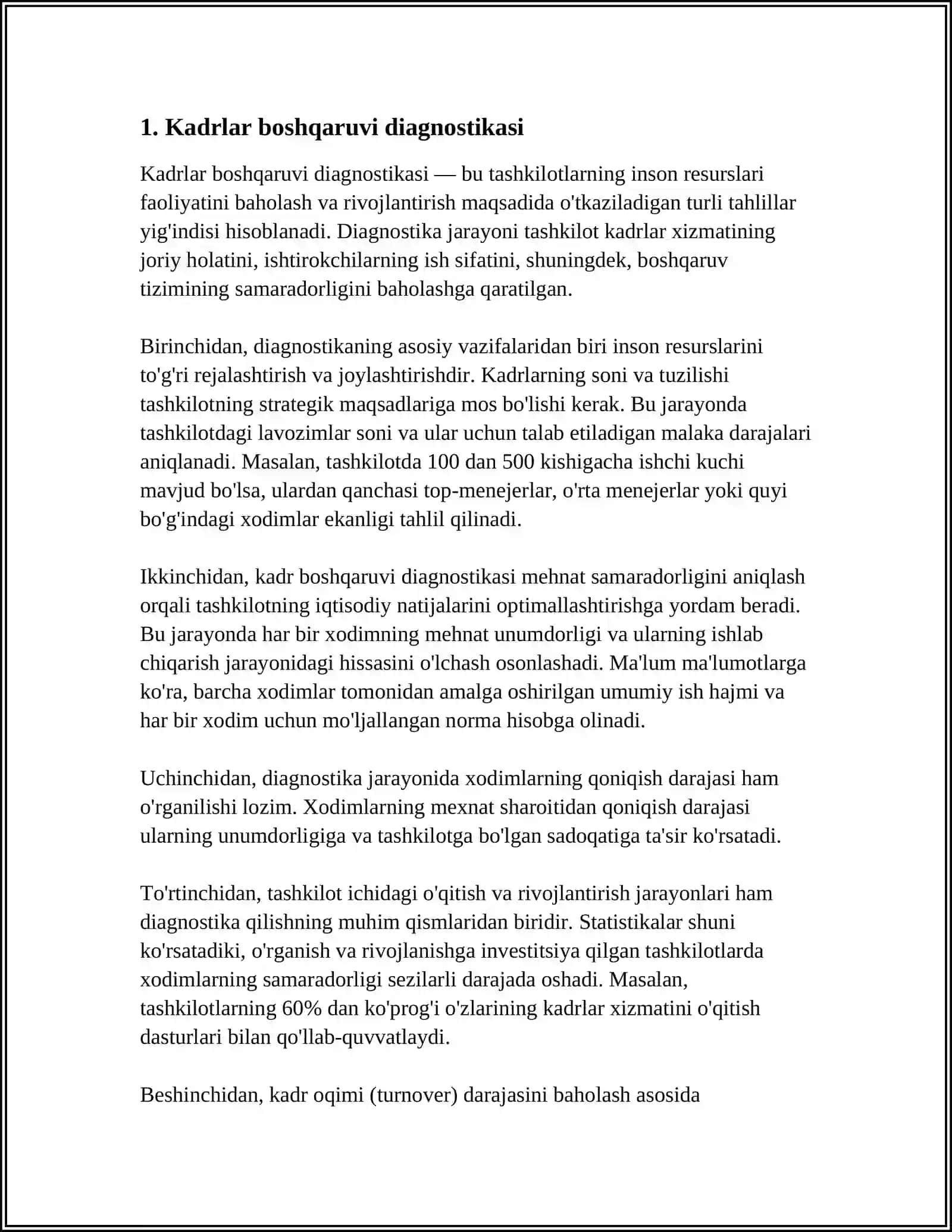 BOSHQARUV DIAGNOSTIKASI. KASBIY SARALASH 3