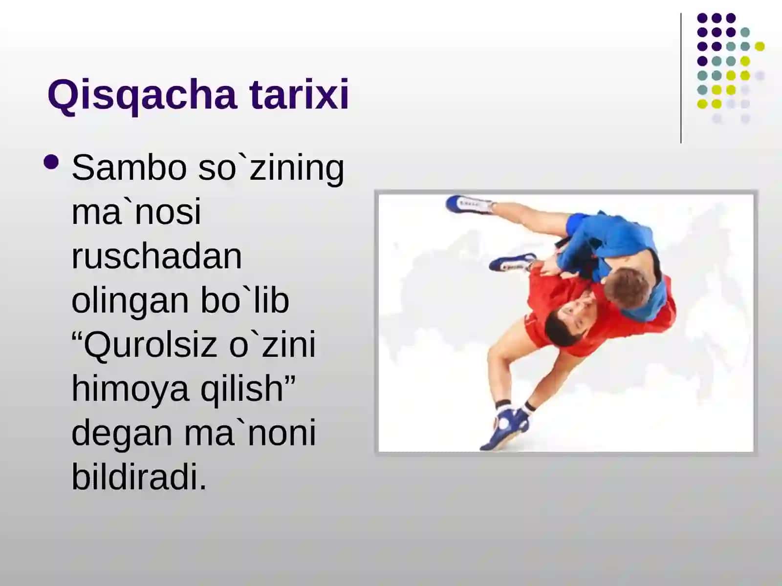 Sambo kurashi boʻyicha musobaqalarni tashkil etish va ularga hakamlik qilish 3