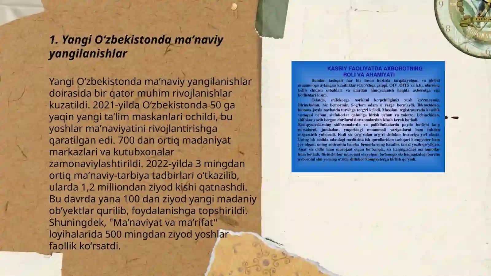 Yangi Oʻzbekistonda amalga oshirilayotgan maʼnaviy oʻzgarishlar va mustaqillik yillarida qishloq xoʻjaligi va sanoat sohasidagi oʻzgarishlar 3