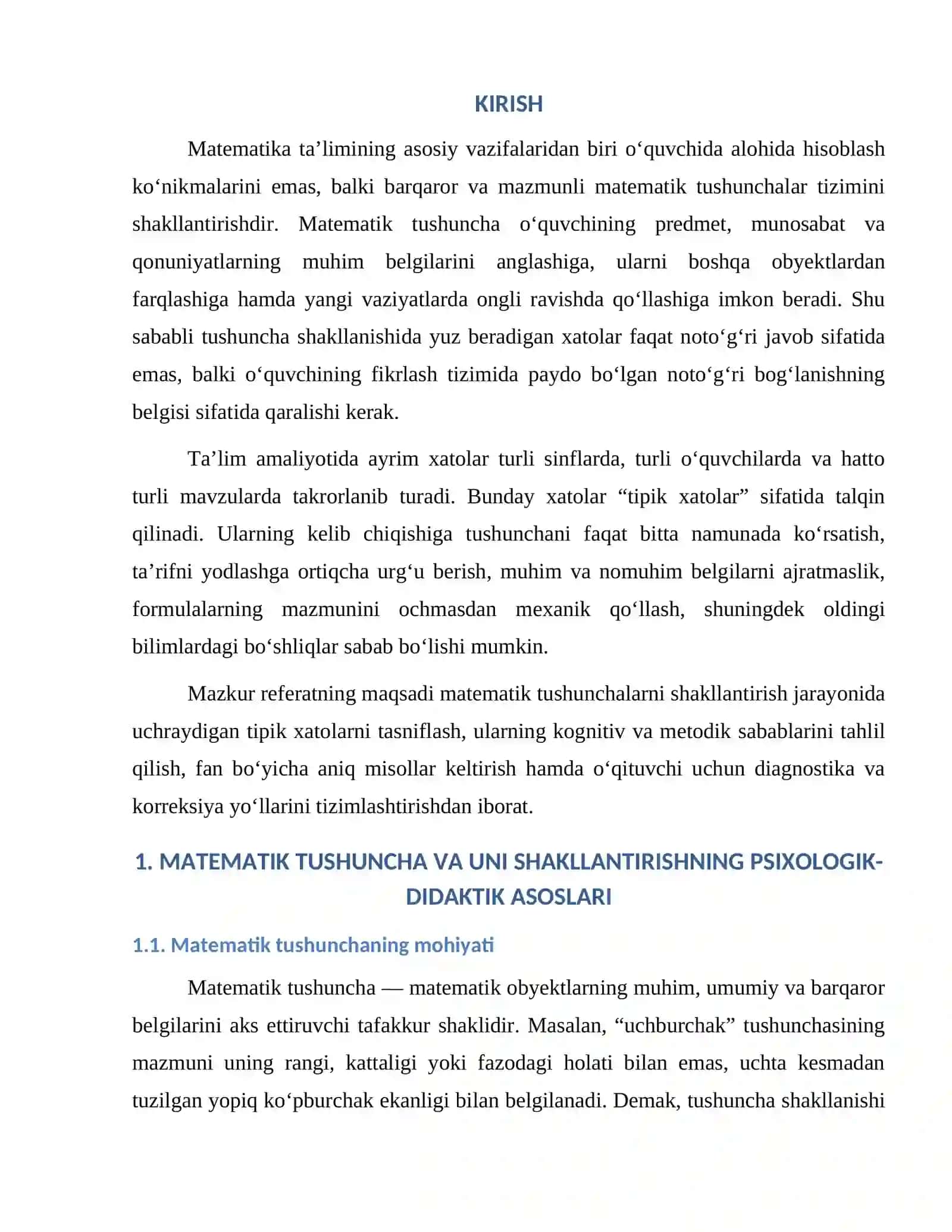 Matematik tushunchalarni shakllantirishda uchraydigan tipik xatolar tasnifi 3