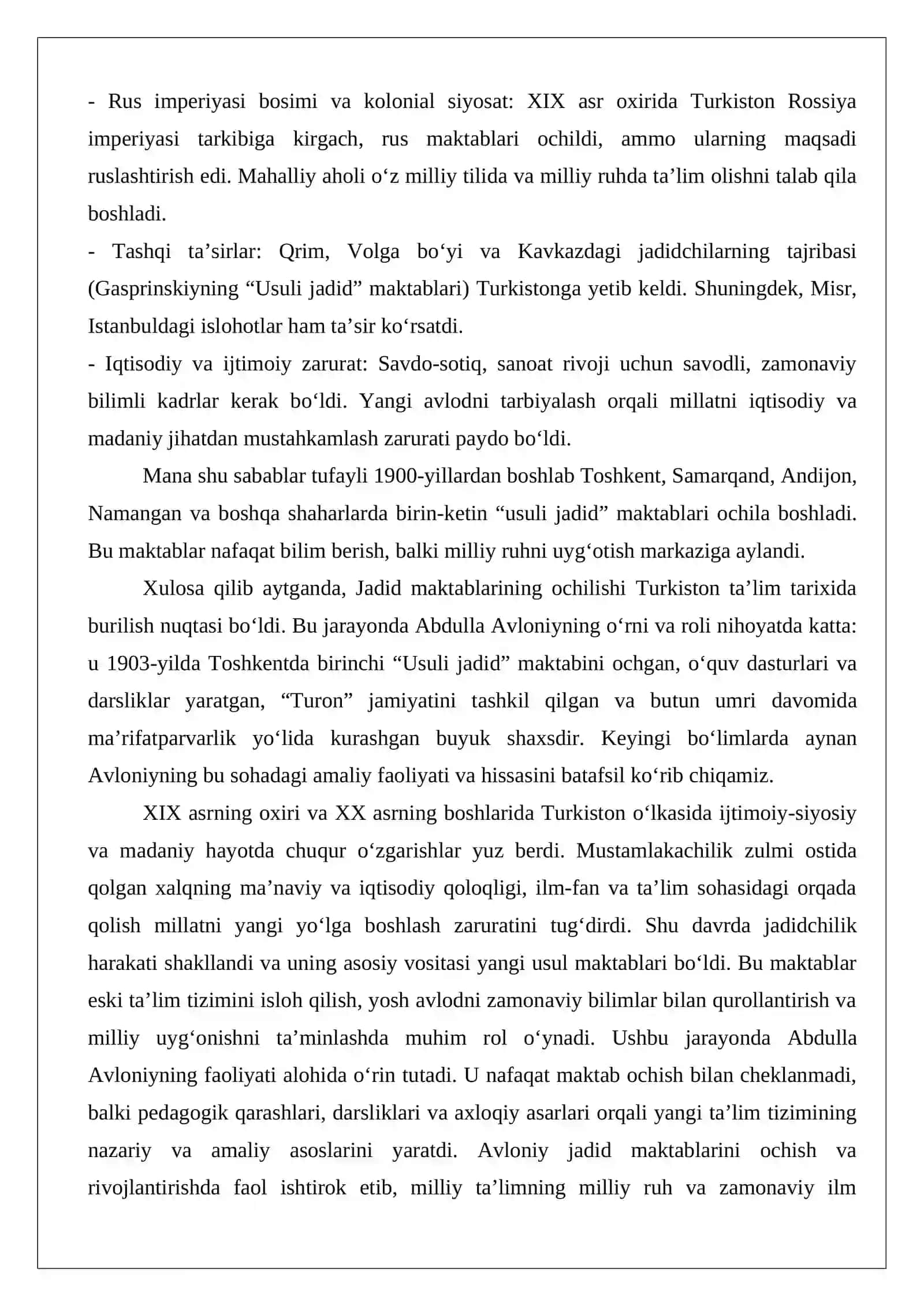 Jadid maktablari ochilishida Abdulla Avloniyning o‘rni va roli 3