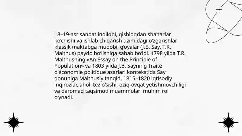 Klassik iqtisodiy maktabga muqobil gʻoyalarning vujudga kelishi 3