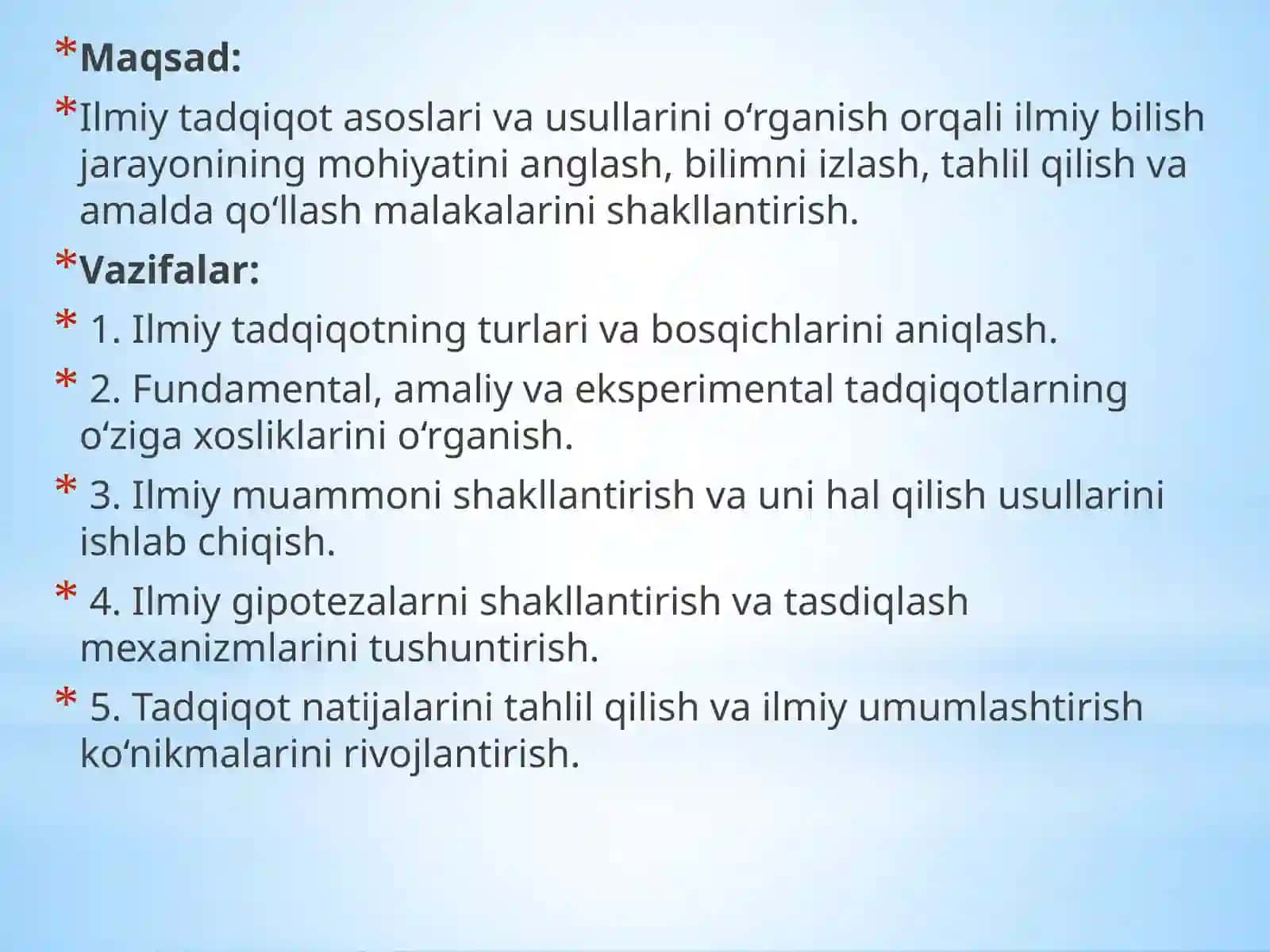 Tadqiqot uslublarini to’g’ritanlash 3