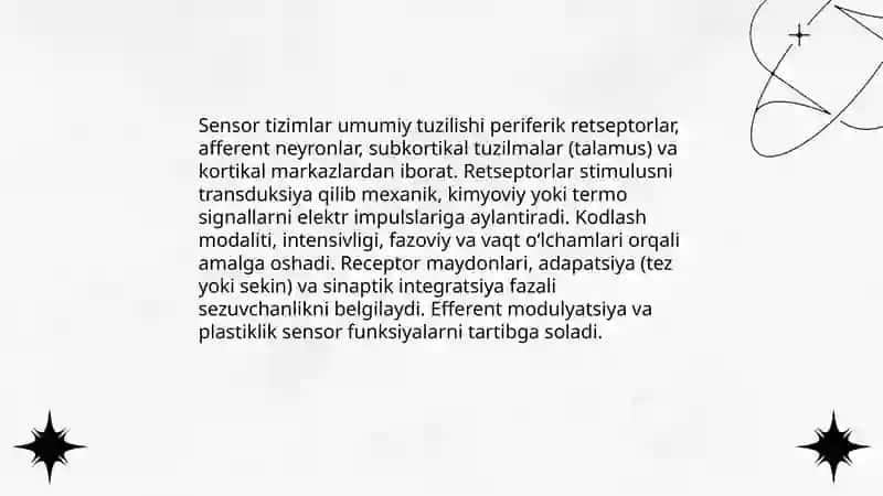 Sensor tizimlar fiziologiyasi 3