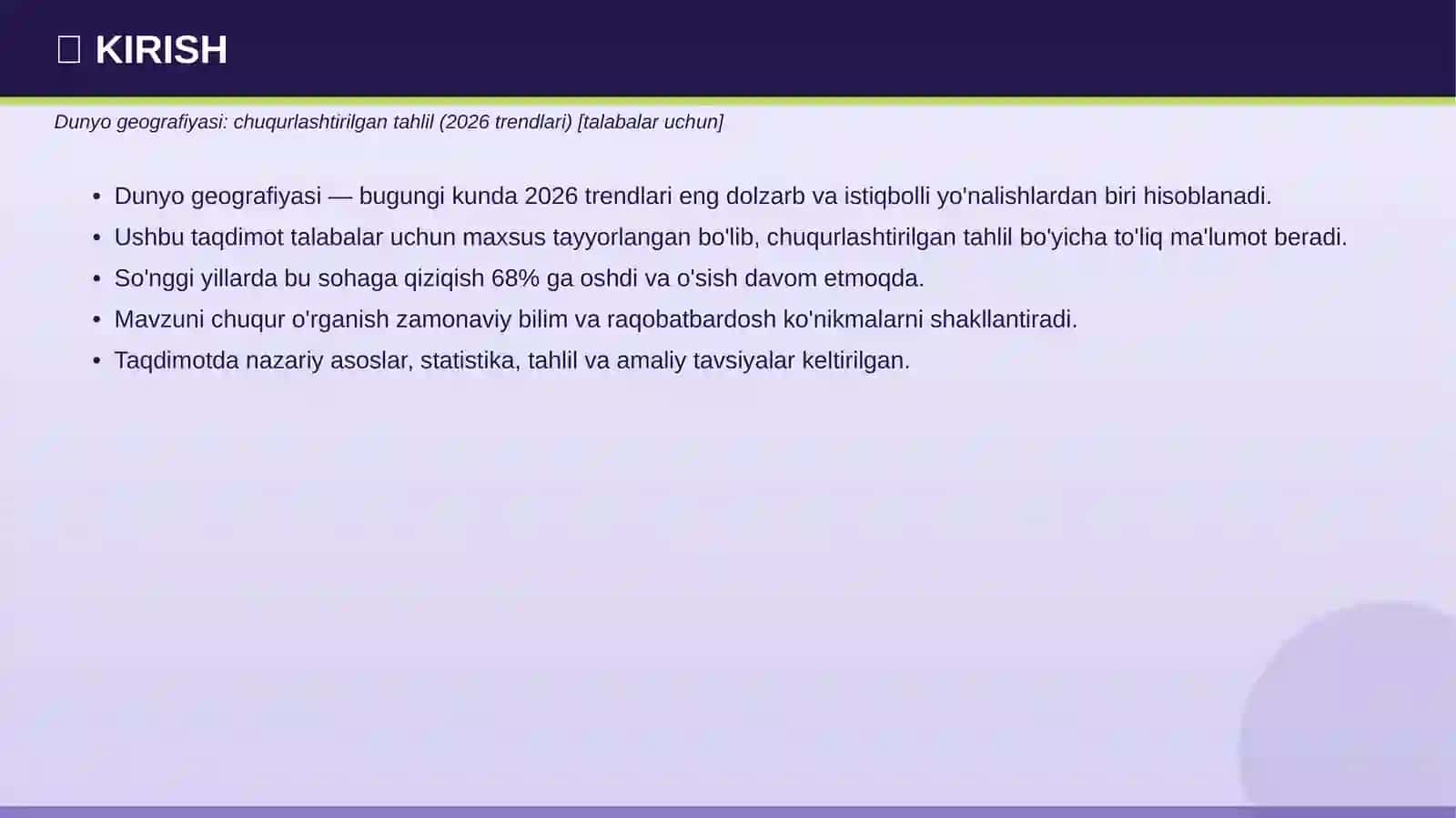 Dunyo geografiyasi: chuqurlashtirilgan tahlil (2026 trendlari) [talabalar uchun] 3