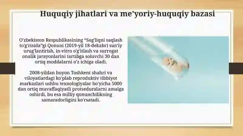 Suniy uruglantirish, ekstrakorparal urug'lantirish, surrogat onalik masalalari 3