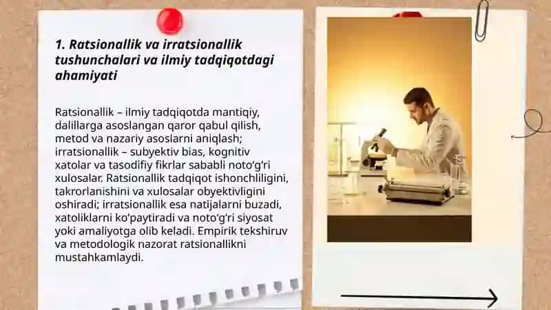 Ilmiy tadqiqotda ratsionallik va irratsionallik oʻrni 3