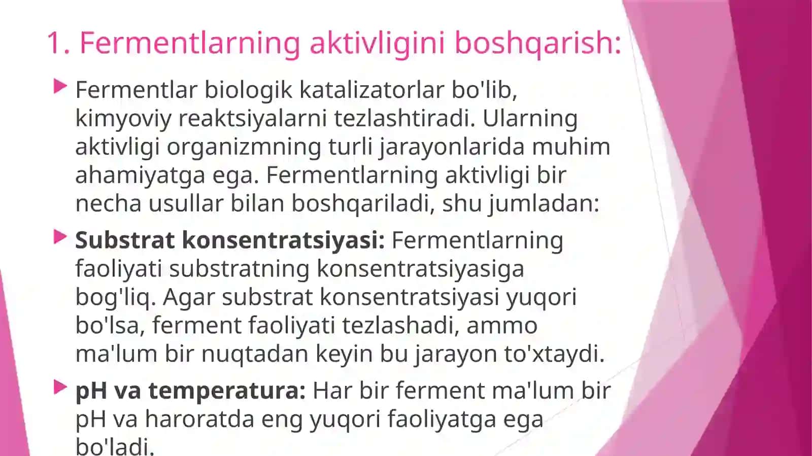 Fermentlar aktivligining boshqarilishi 3