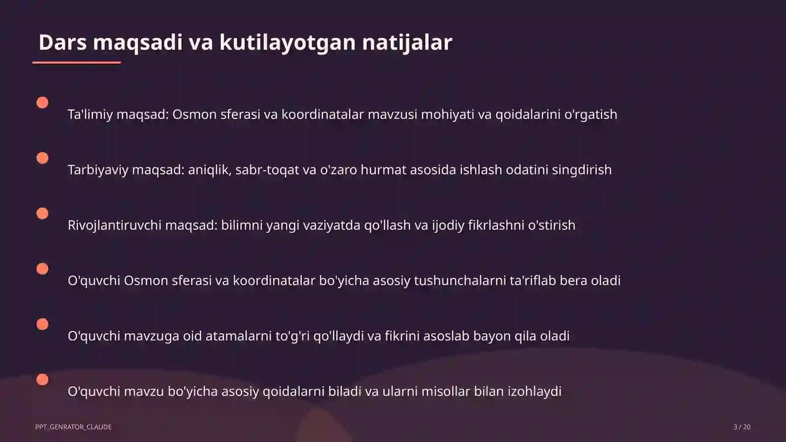 Osmon sferasi va koordinatalar (10-sinf) 3