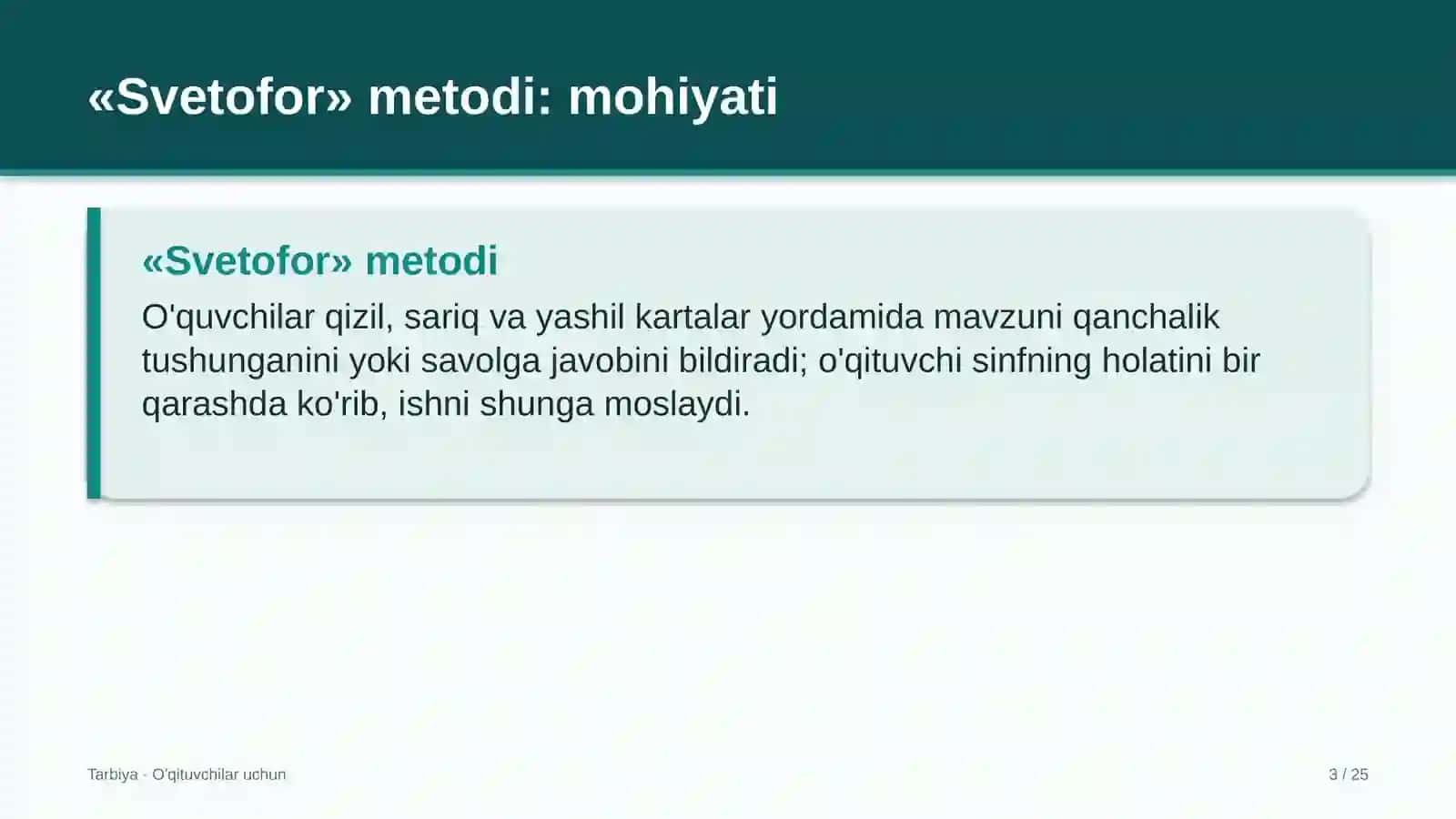 tarbiya darslarida svetofor metodidan foydalanish 7453 3