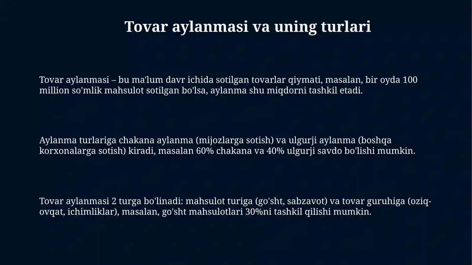 Tovar aylanmasi, ishlab chiqarishni rejalashtirish va prognozlash 3