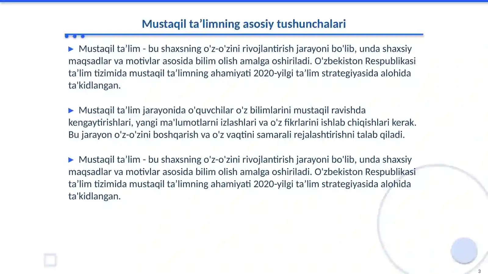 Mustaqil taʼlim uning turlari va bajarilishi 3