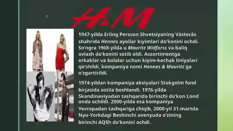 H & M Kompaniyasi haqidagi malumot 3