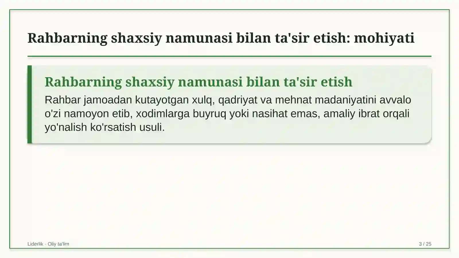silga qarshi kurash dispanserlarida rahbarning shaxsiy namunasi orqali ta'sir etish 1292 3